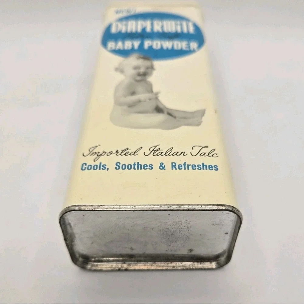 Vintage Diaperwite Baby Powder Tin Imported Italian Talc Nursery Advertising